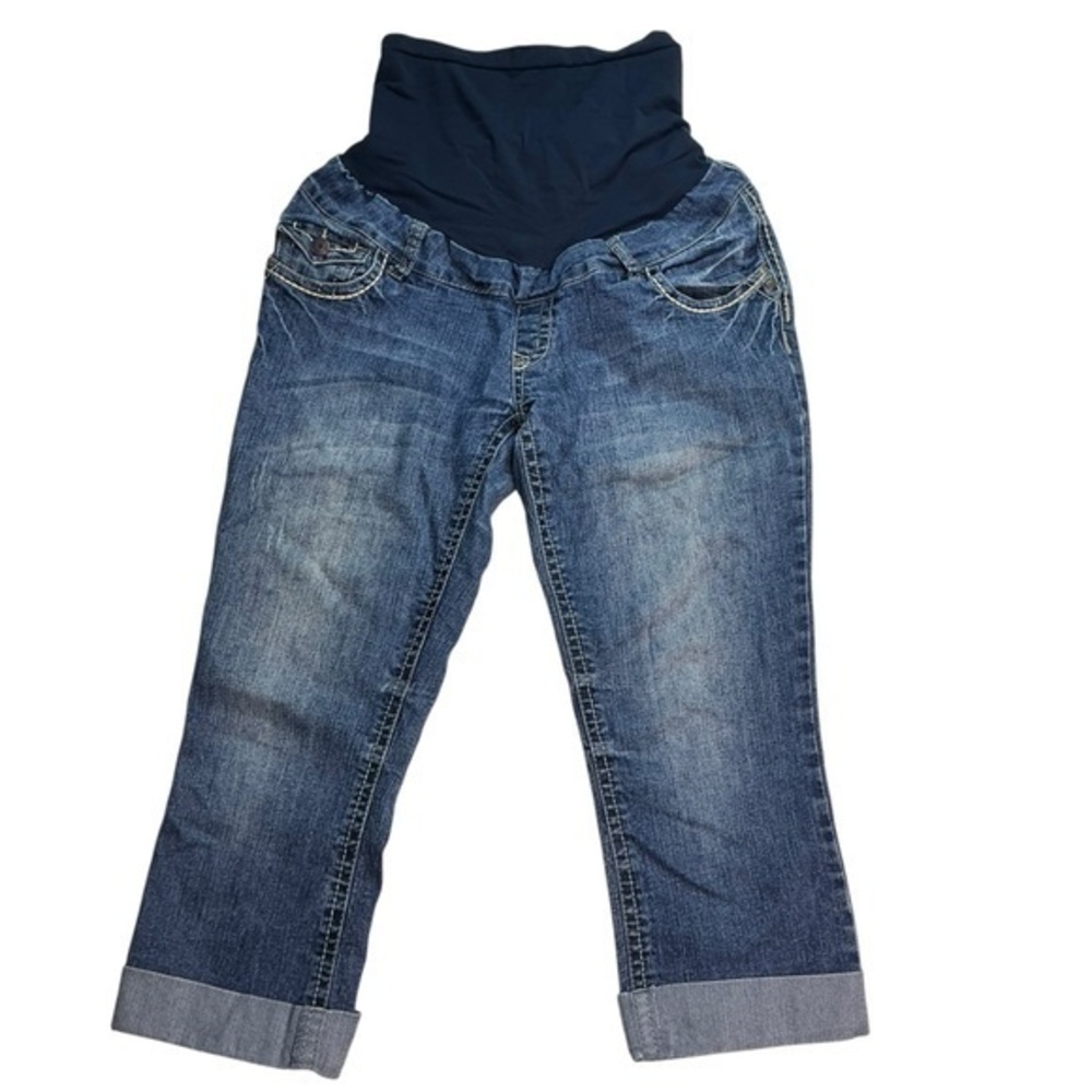 Wallflower Denim Blue Cropped Capri Maternity Jeans Size Medium